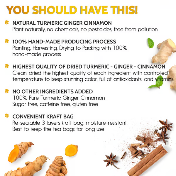 🔥 100% Natural Turmeric Ginger Cinnamon Tea