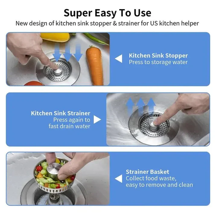 🔥LAST DAY 53% OFF-Upgraded 3 in 1 Kitchen Sink Drain Strainer