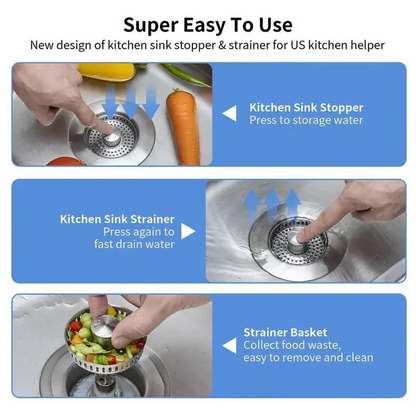 🔥LAST DAY 53% OFF-Upgraded 3 in 1 Kitchen Sink Drain Strainer