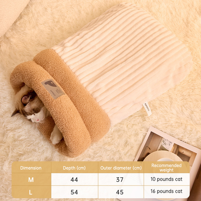 Soft Comfortable Cat Nest Cave Sleeping Bag Washable Cat Nest Self-Warming and Cozy Winter Cat Beds